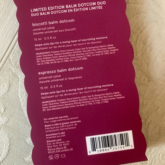 Glossier Tinted Lip Balm Dotcom Set Espresso & Biscotti Duo BNIB - Picture 7 of 12